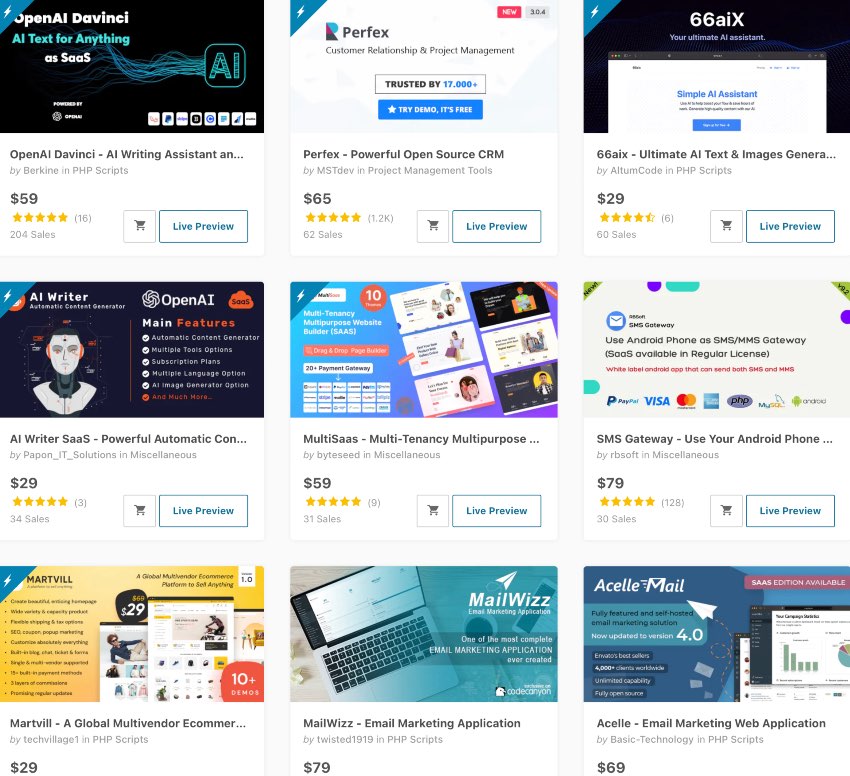 PHP Scripts on CodeCanyon