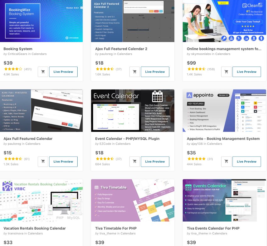 PHP Event Calendar Scripts