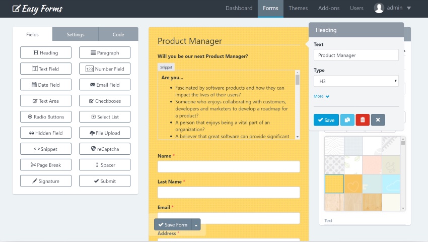 Easy Forms: Advanced Form Builder and Manager
