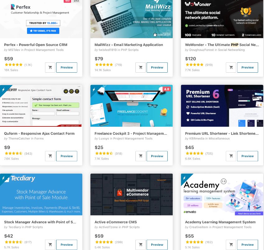 PHP scripts on CodeCanyon