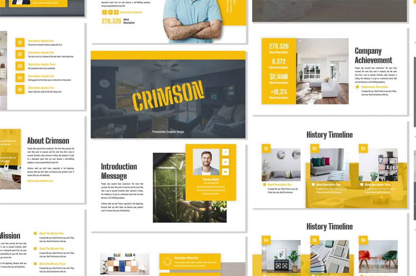Crimson - Plantilla de diseño de diapositivas de negocios PowerPoint
