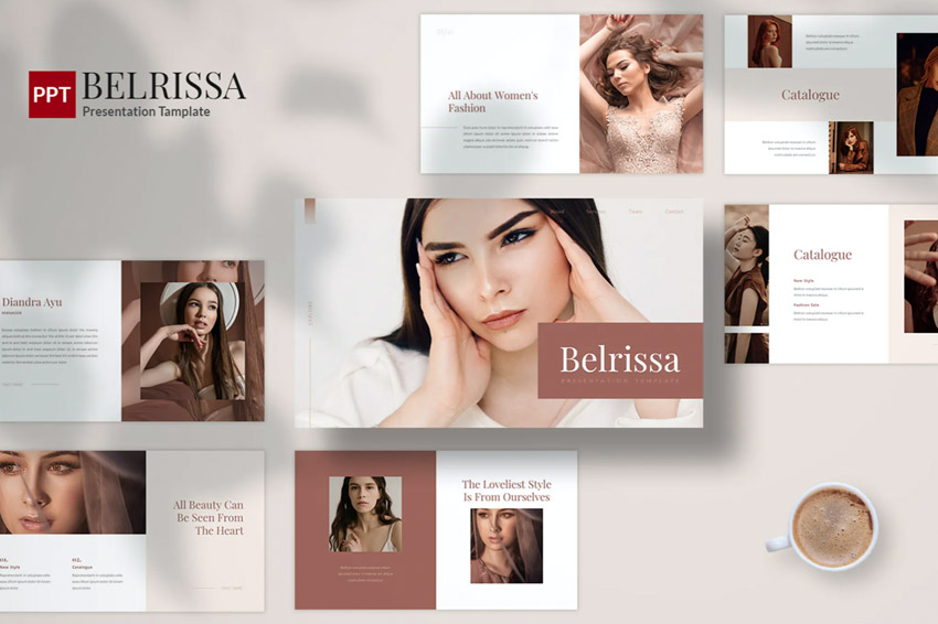 BELRISSA, plantilla de diseños de diapositivas de moda PowerPoint