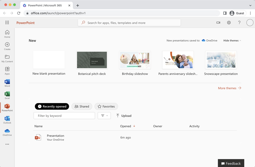 New file PowerPoint online