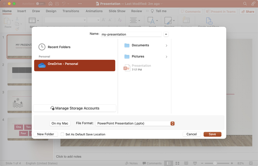 Save as to OneDrive