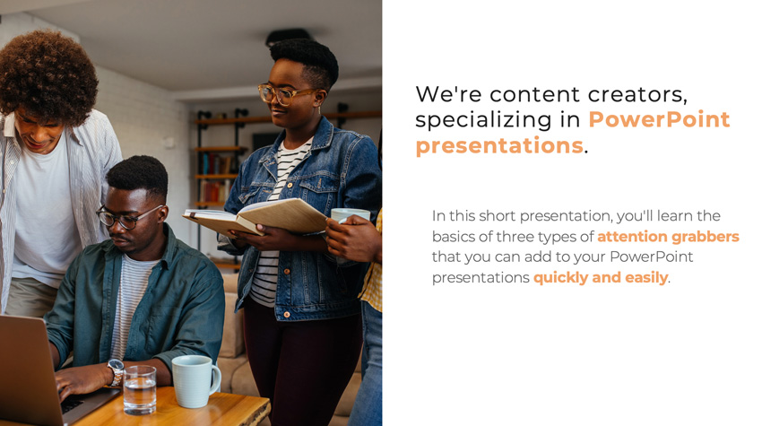 A simple 30 second presentation slide