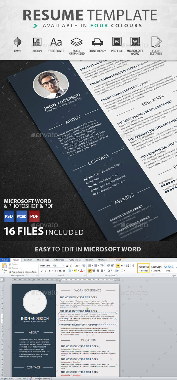 Creative graphic design resume template