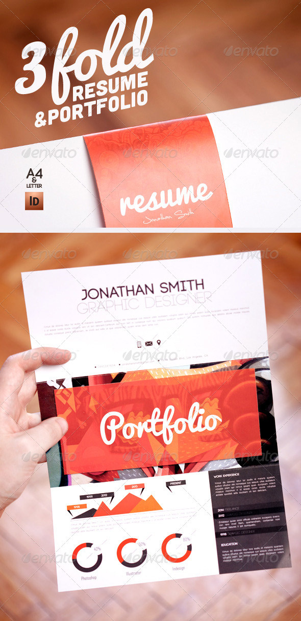 Graphic resume design template with folio