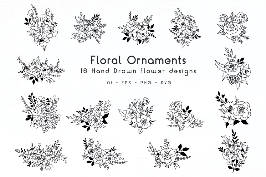 Hand Drawn Floral Ornaments