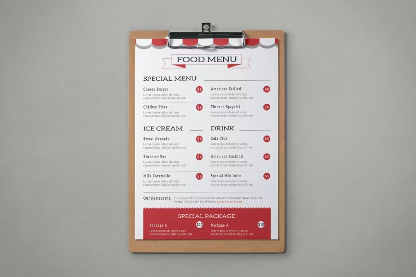 Vintage Restaurant Menu Design Template