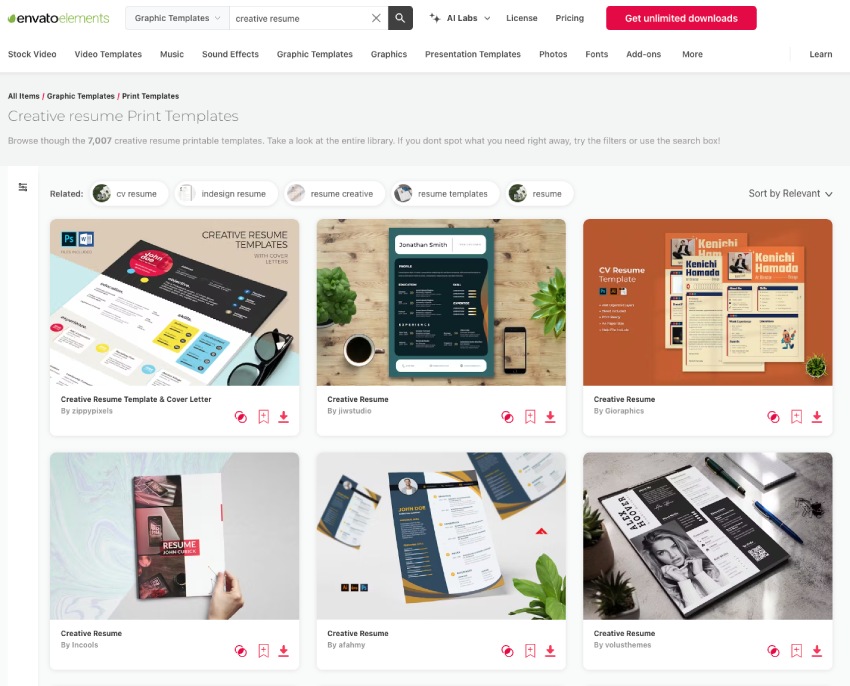 Creative Resume Ideas on Envato Elements for 2024
