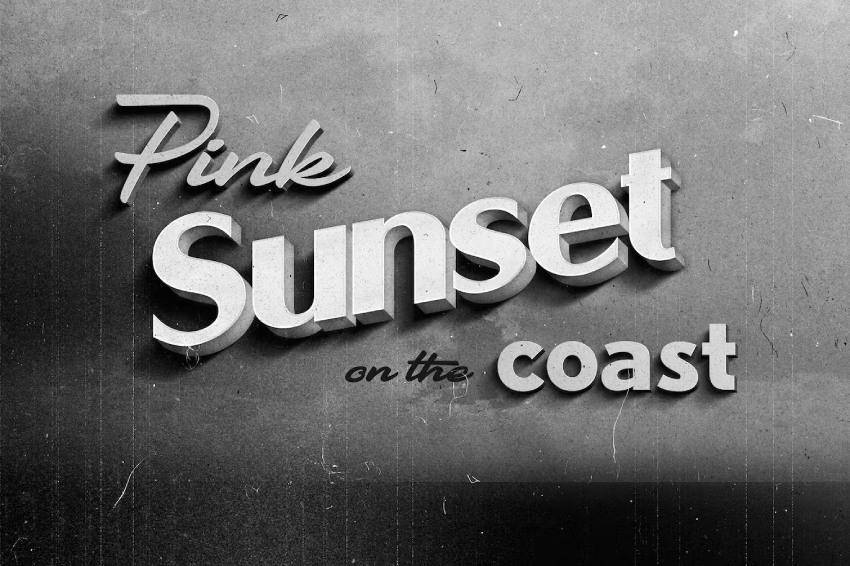 Title Card Text Retro Photoshop Effect (PSD)