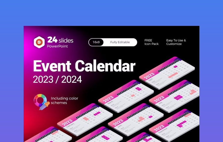 Event Calendar Business Slides 2023 / 2024