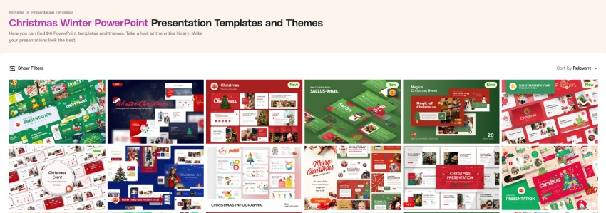 Envato Elements Christmas PowerPoint templates