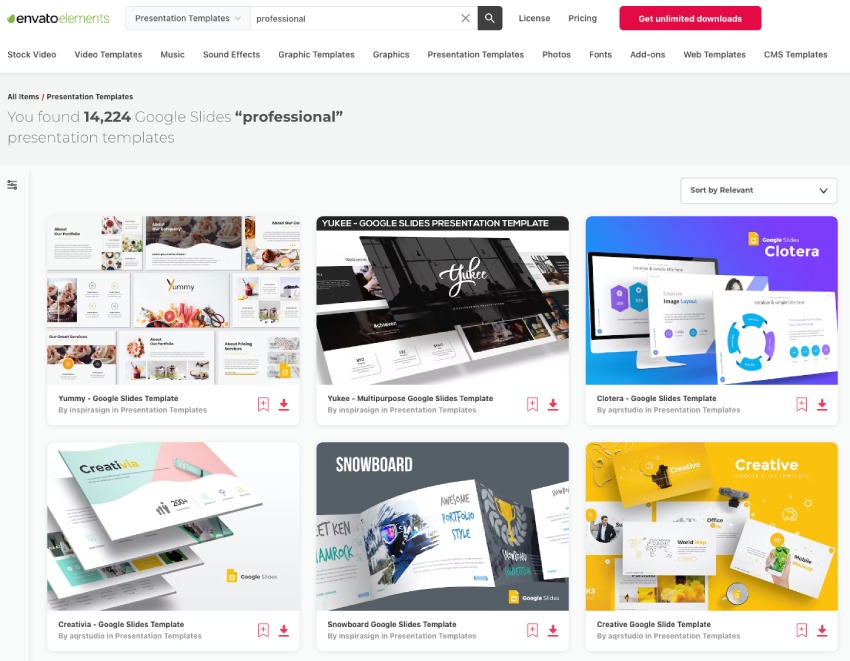 There are hundreds of the best Google Slides templates on Envato Elements.