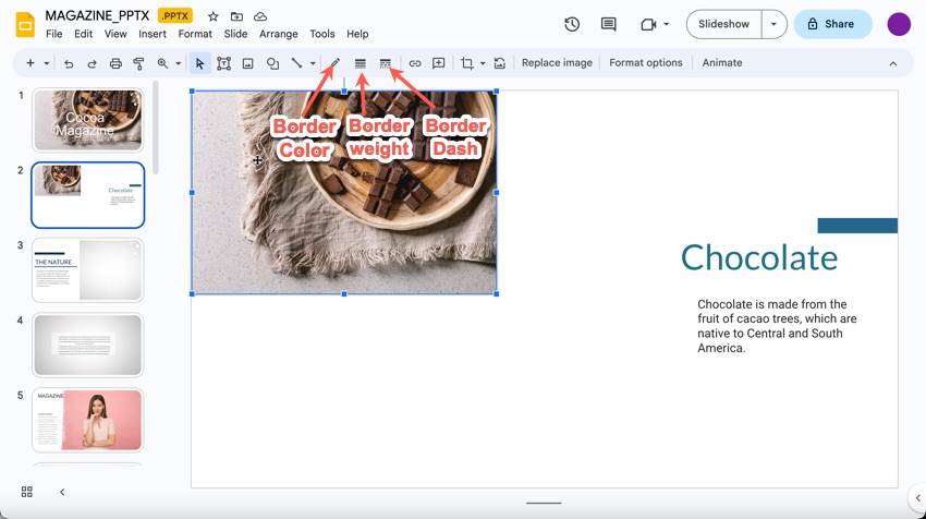 Use the border tools to add a border to a selected image.