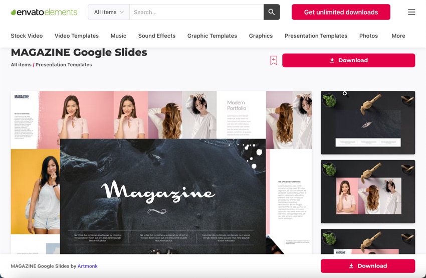 Download a template from Envato Elements.