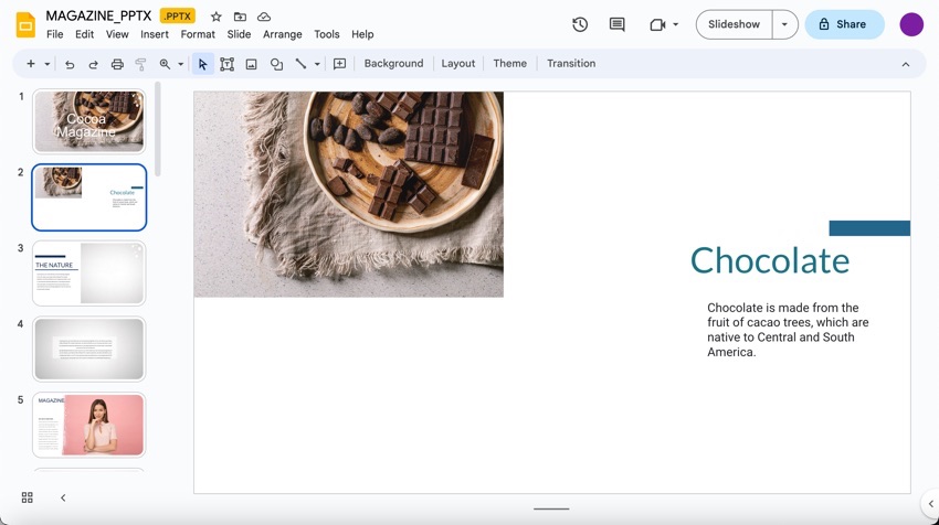 Select a slide that has an image, but not a background image. (Image source: Envato Elements)