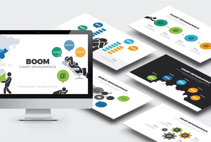 The Boom Infographic PowerPoint template is from Envato Elements.
