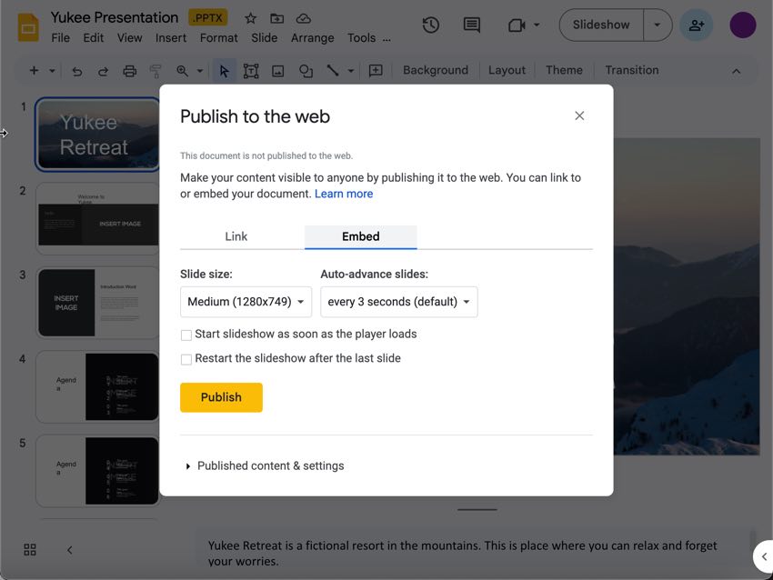 Choose the Link or Embed tab.