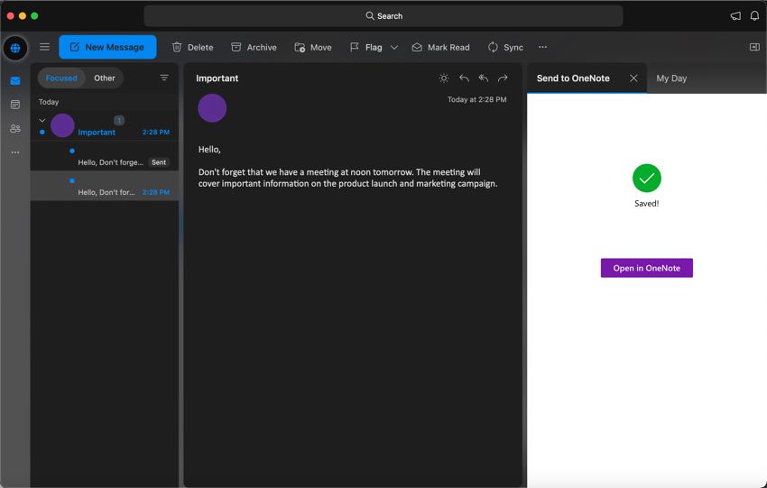 Save the meeting in your OneNote notebook.