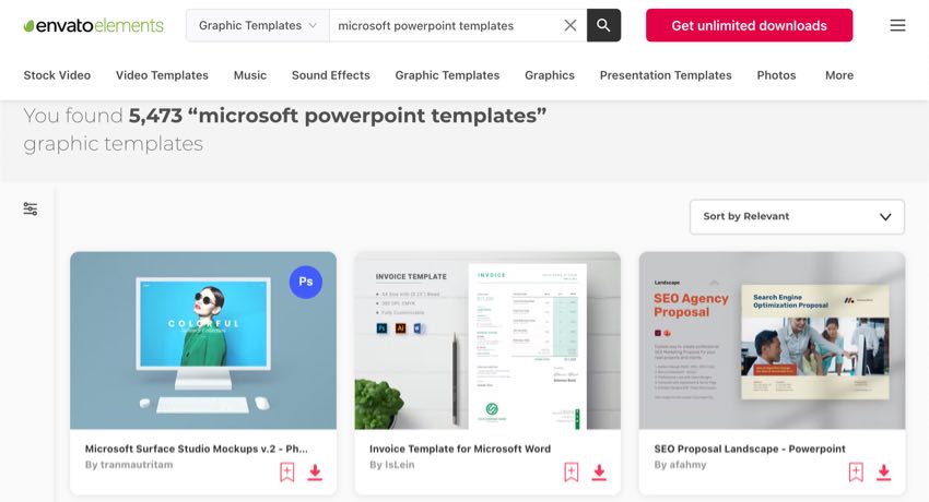PowerPoint templates on Envato Elements