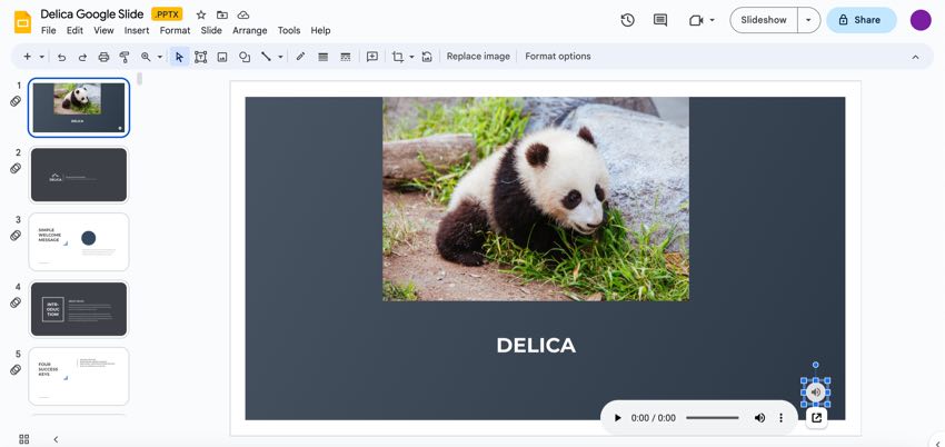 You can move the audio once it's added to your slide.