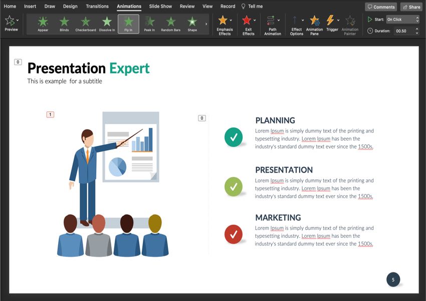 On the Animations tab, you can simply click on one of the animation thumbnails to apply it to a selected object. Download this PowerPoint Design template on Envato Elements.