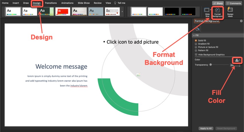 Cómo cambiar el color de fondo de la diapositiva.