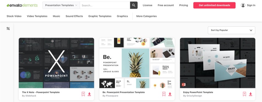 Envato Elements has hundreds of premium PowerPoint templates.