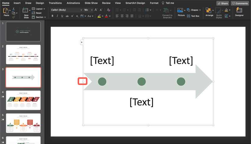 Adding a basic timeline from SmartArt makes it to create a timeline.