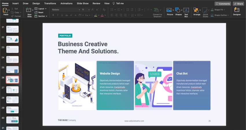 Two premium graphics were added to the slide to help explain the services offered. 