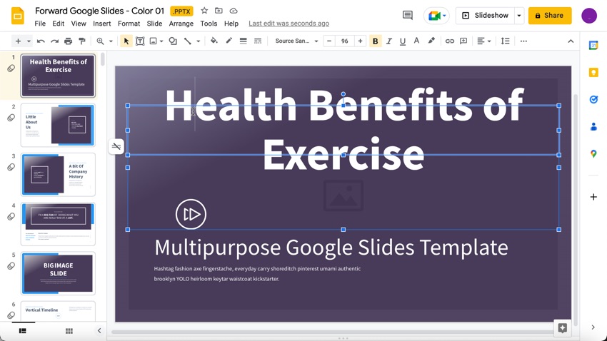 Add a title to your Google Slides presentation.