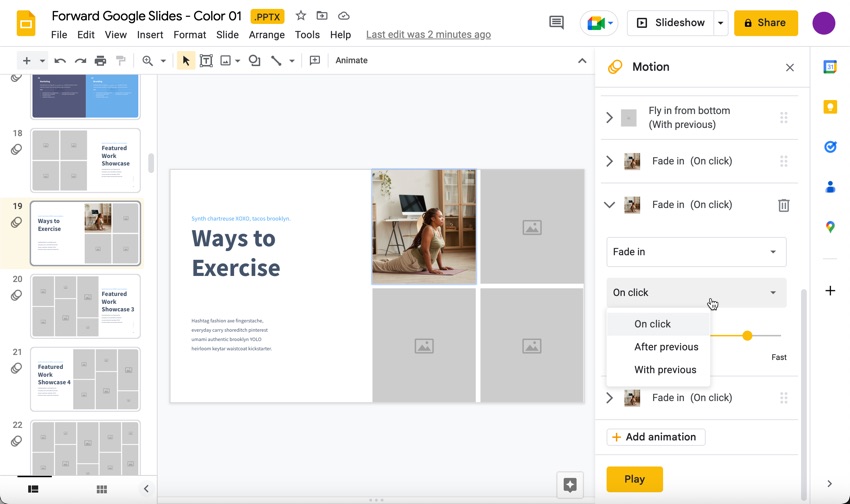 Animations can be toggled manually or automatically.