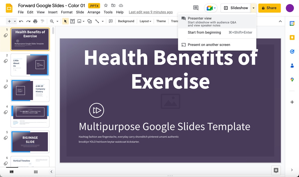 A completed Google Slides presentation.