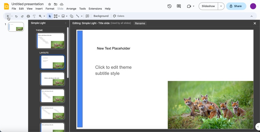 You'll build your Google Slides template using the master layouts you created earlier.(Image Source: Envato Elements)