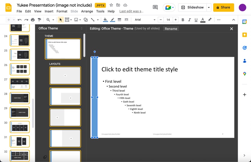 Changes you make to the master slide appear on all the slides in the presentation.
