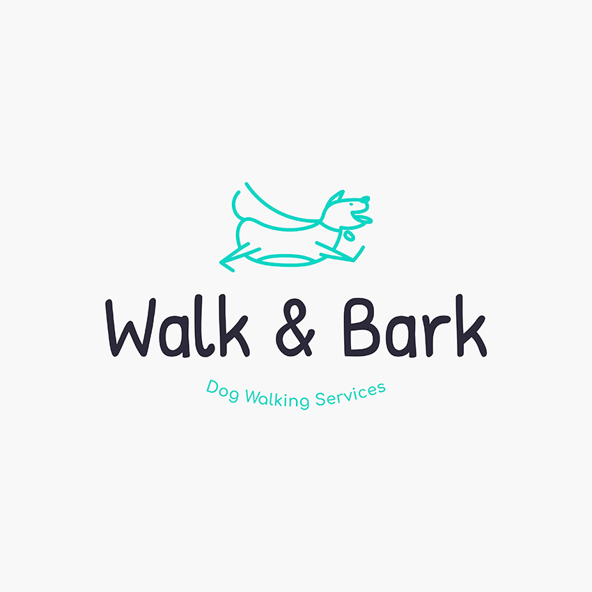 Simple and Cute Dog Walking Logo