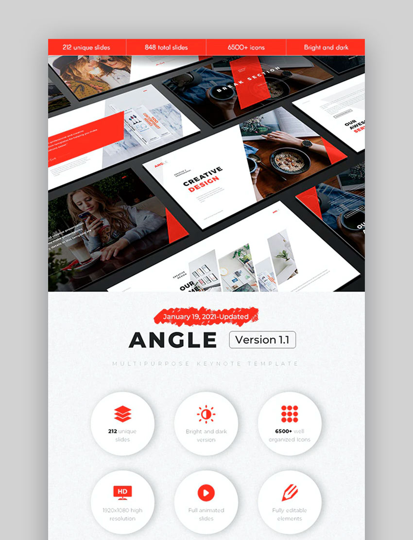 Winkel Mehrzweck-Keynote-Folien