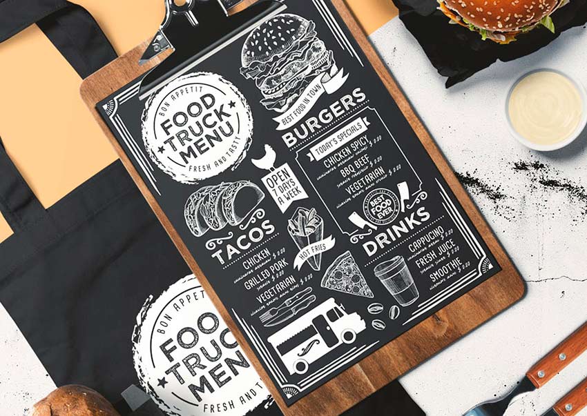 Get this cool food truck menu template from Envato Elements.