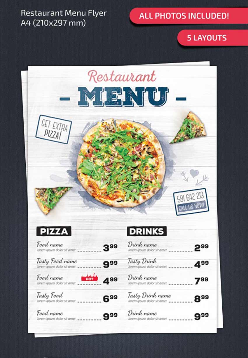 Clean Restaurant Menu