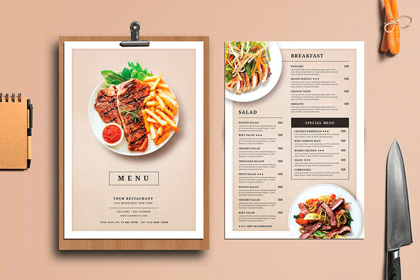 Modern Restaurant Food Menu