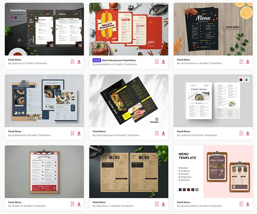 Enjoy unlimited downloads of food menu templates from Envato Elements.