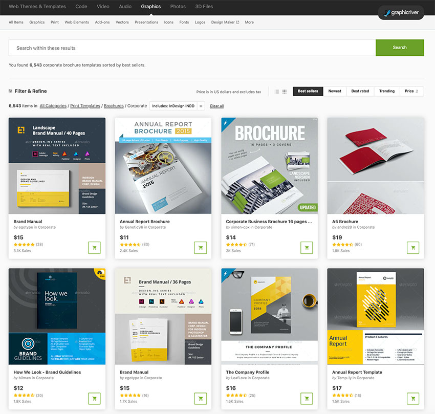Some of our best InDesign brochure templates for 2022, available for sale on Envato Market.