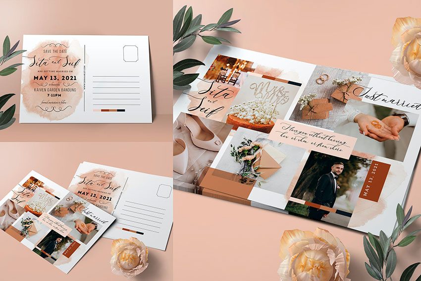 Wedding Invitation Collage Template (PSD)