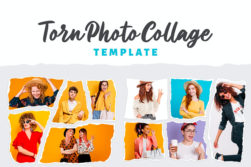 Torn Photo Collage Template (PSD)