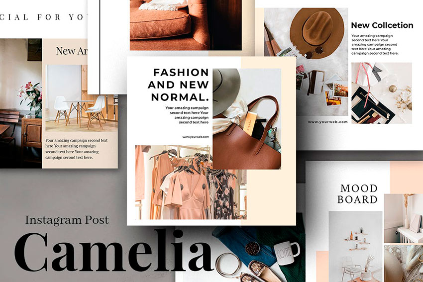 Camelia Instagram Post Collage Template (PSD)
