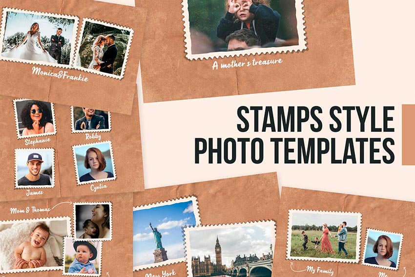 Stamps Style Photo Collage Templates (PSD)