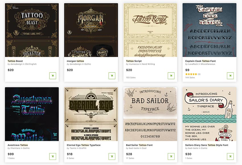 Compra fuentes de letras para tatuajes estilo lettering una a la vez en GraphicRiver