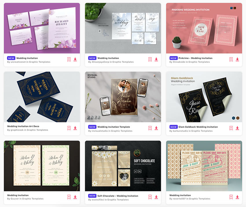 Enjoy unlimited downloads of editable wedding invitation templates from Envato Elements.