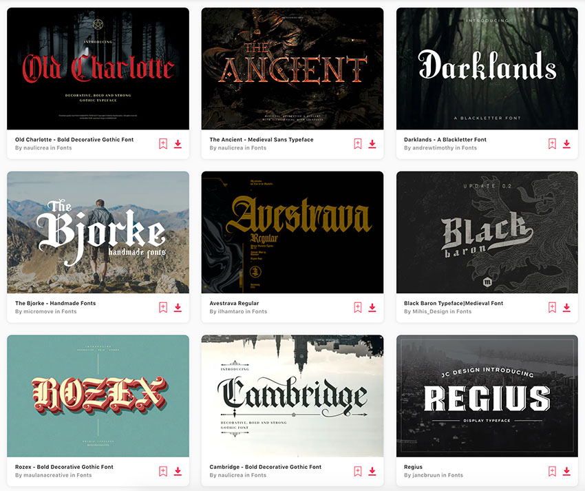 Get unlimited decorative Old English fonts from Envato Elements.